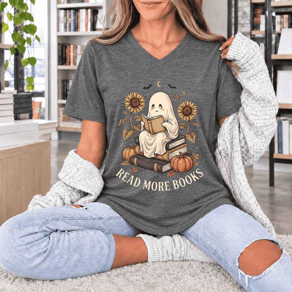 Read More Books Ultra-Soft V-Neck | Cozy Book Lover Gift Deep Heather