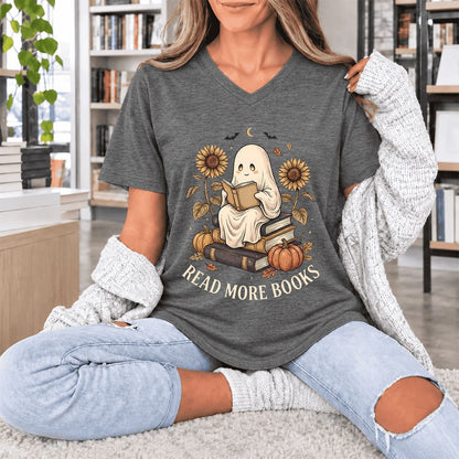 Read More Books Ultra-Soft V-Neck | Cozy Book Lover Gift Deep Heather