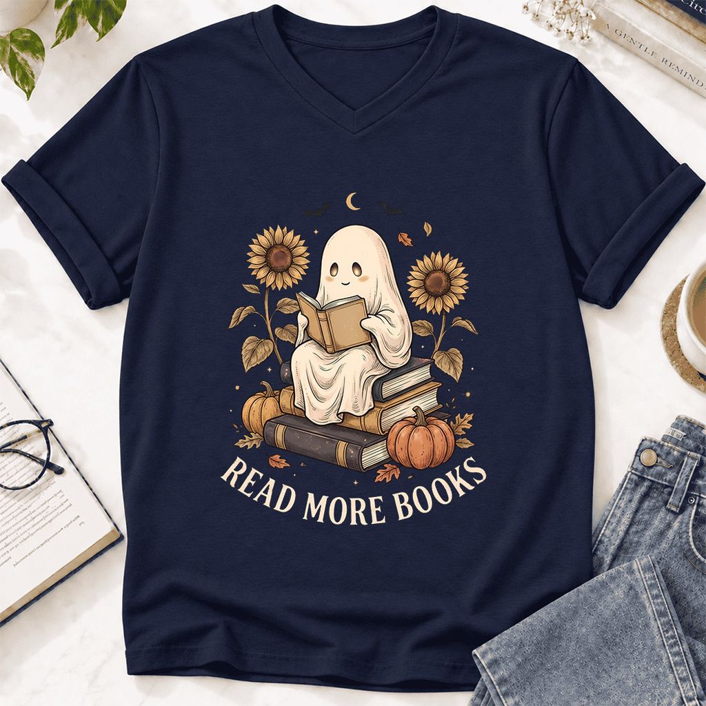 Read More Books Ultra-Soft V-Neck | Cozy Book Lover Gift Navy