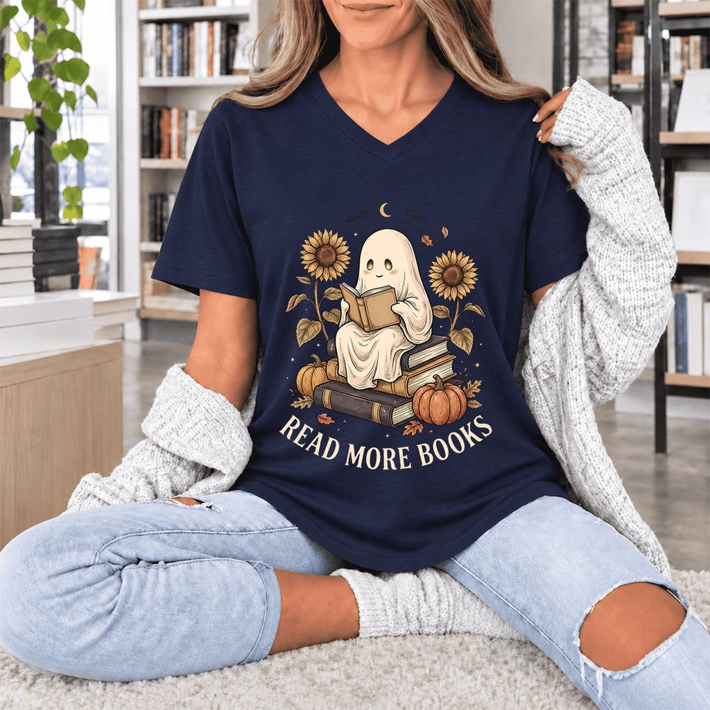 Read More Books Ultra-Soft V-Neck | Cozy Book Lover Gift Navy
