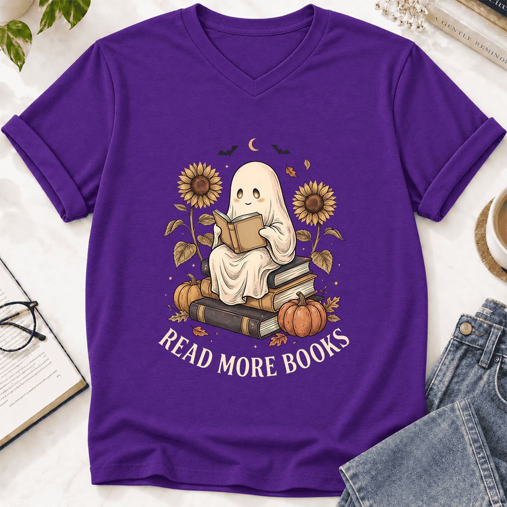 Read More Books Ultra-Soft V-Neck | Cozy Book Lover Gift Team Purple