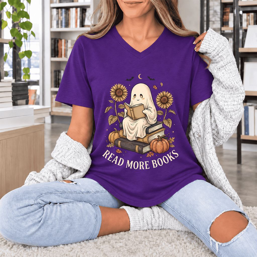 Read More Books Ultra-Soft V-Neck | Cozy Book Lover Gift Team Purple