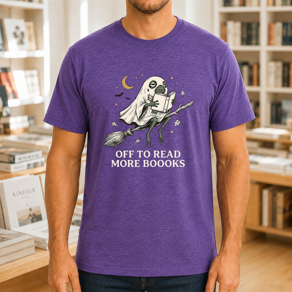 Off To Read More Booooks Printed T-Shirt | Cozy Book Lover Gift Heather Purple