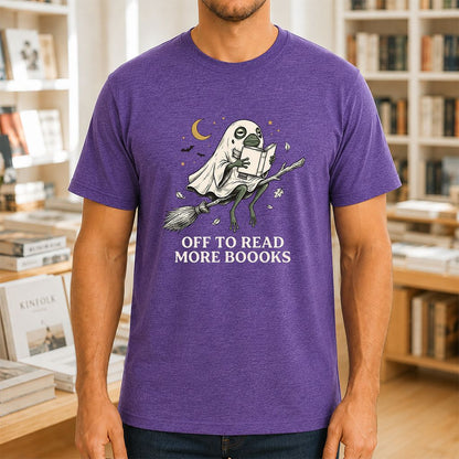 Off To Read More Booooks Printed T-Shirt | Cozy Book Lover Gift Heather Purple