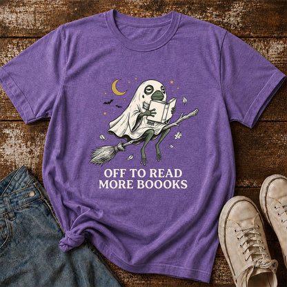 Off To Read More Booooks Printed T-Shirt | Cozy Book Lover Gift Heather Purple