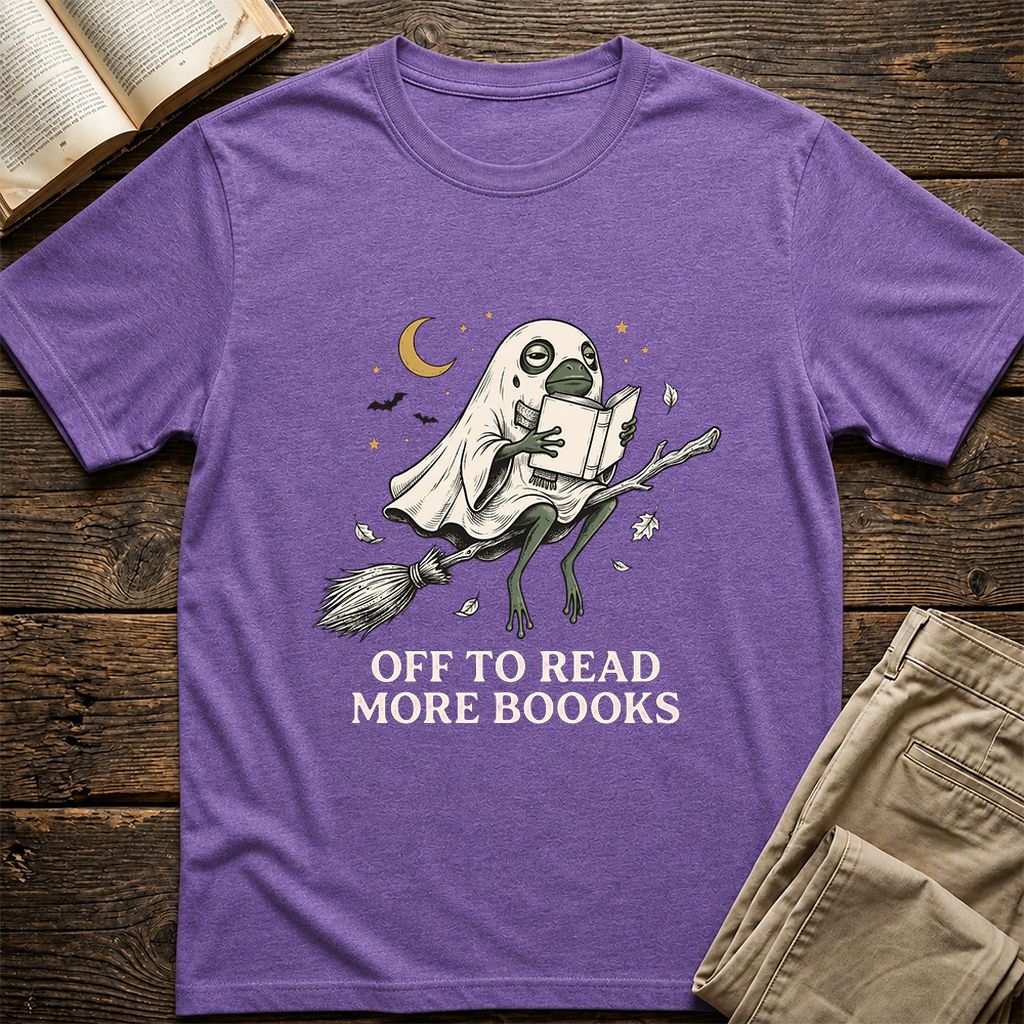 Off To Read More Booooks Printed T-Shirt | Cozy Book Lover Gift Heather Purple