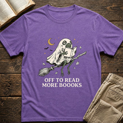 Off To Read More Booooks Printed T-Shirt | Cozy Book Lover Gift Heather Purple