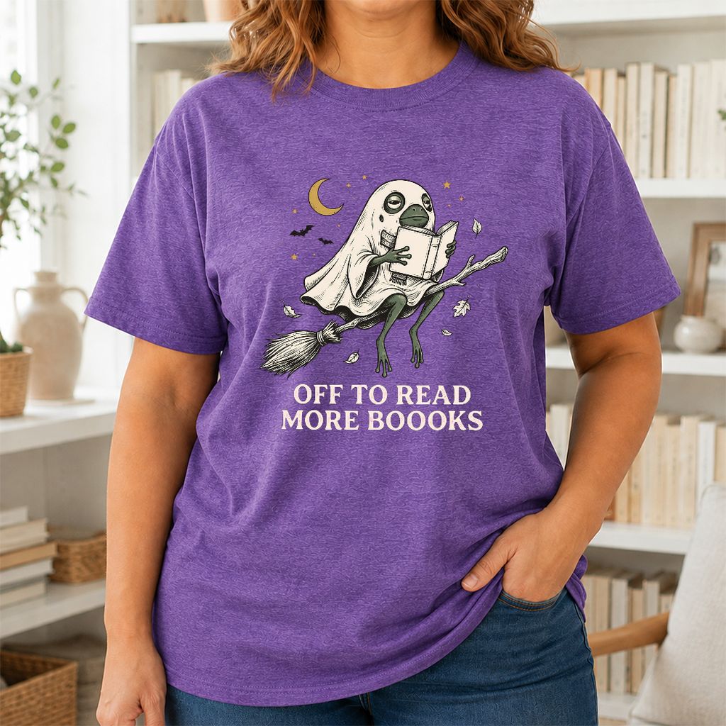 Off To Read More Booooks Printed T-Shirt | Cozy Book Lover Gift Heather Purple