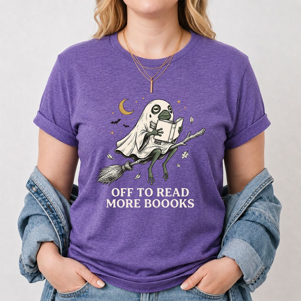 Off To Read More Booooks Printed T-Shirt | Cozy Book Lover Gift Heather Purple