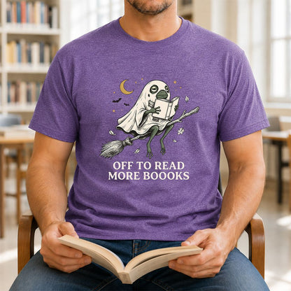 Off To Read More Booooks Printed T-Shirt | Cozy Book Lover Gift Heather Purple