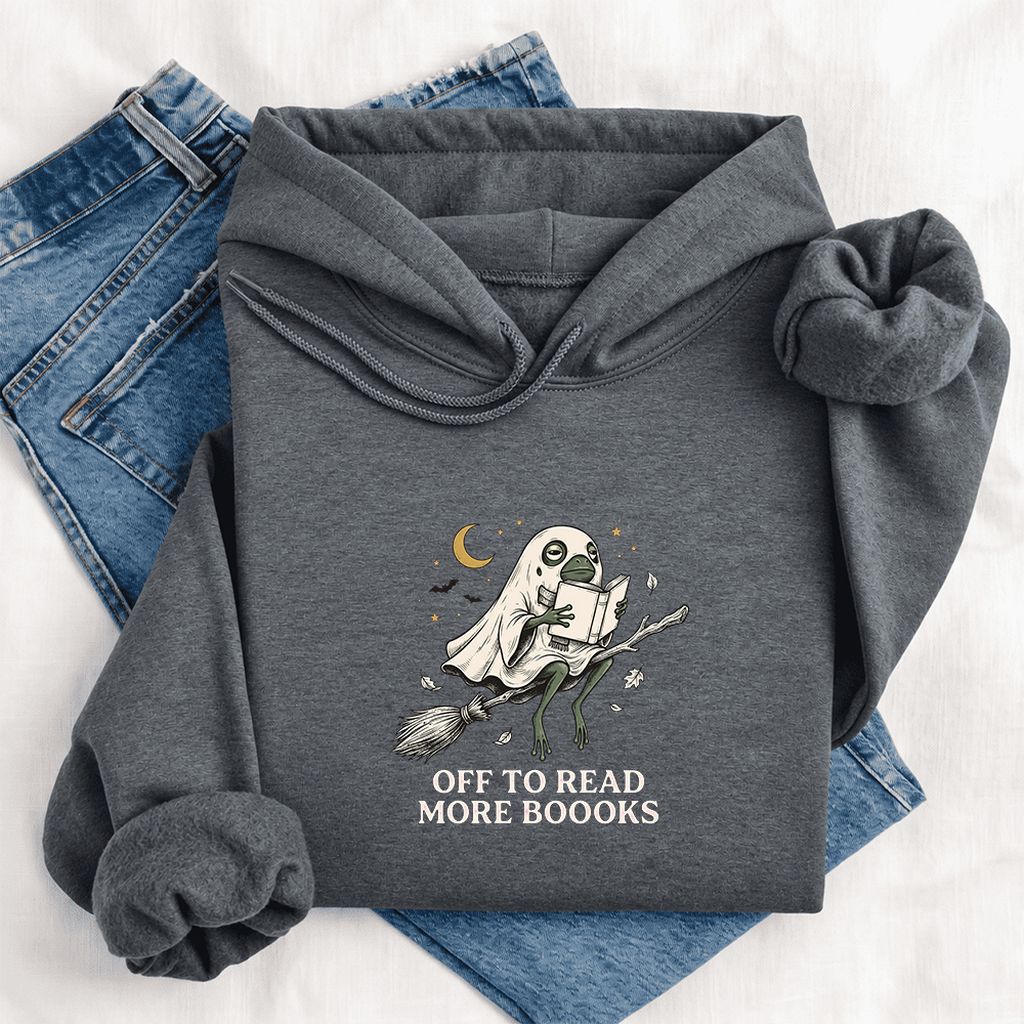 Off To Read More Booooks Softstyle Hoodie | Cozy Book Lover Gift Dark Heather