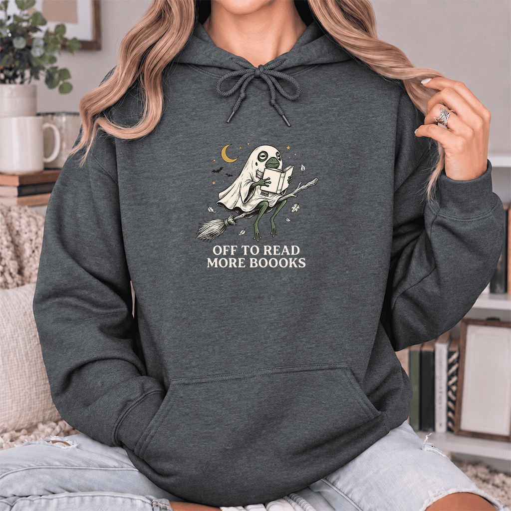Off To Read More Booooks Softstyle Hoodie | Cozy Book Lover Gift Dark Heather
