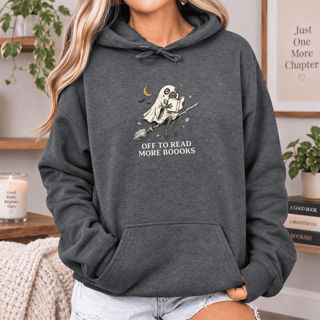 Off To Read More Booooks Softstyle Hoodie | Cozy Book Lover Gift Dark Heather