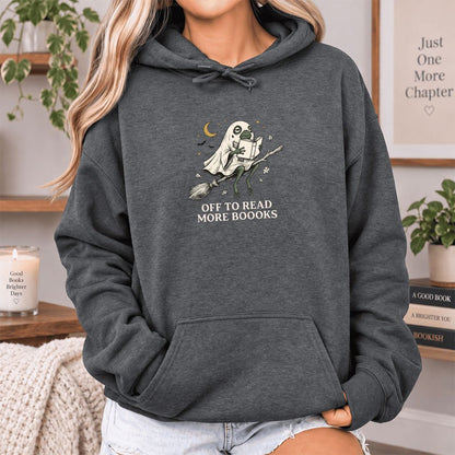 Off To Read More Booooks Softstyle Hoodie | Cozy Book Lover Gift Dark Heather