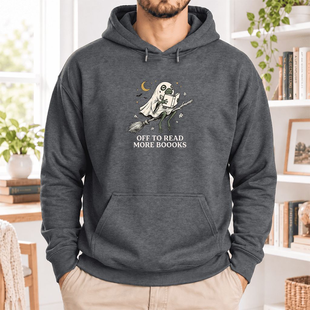 Off To Read More Booooks Softstyle Hoodie | Cozy Book Lover Gift Dark Heather