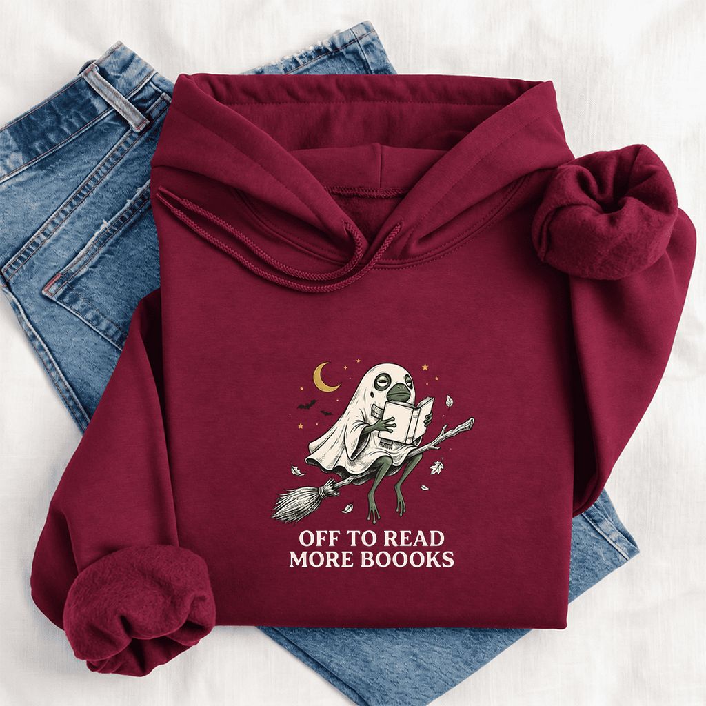 Off To Read More Booooks Softstyle Hoodie | Cozy Book Lover Gift Maroon