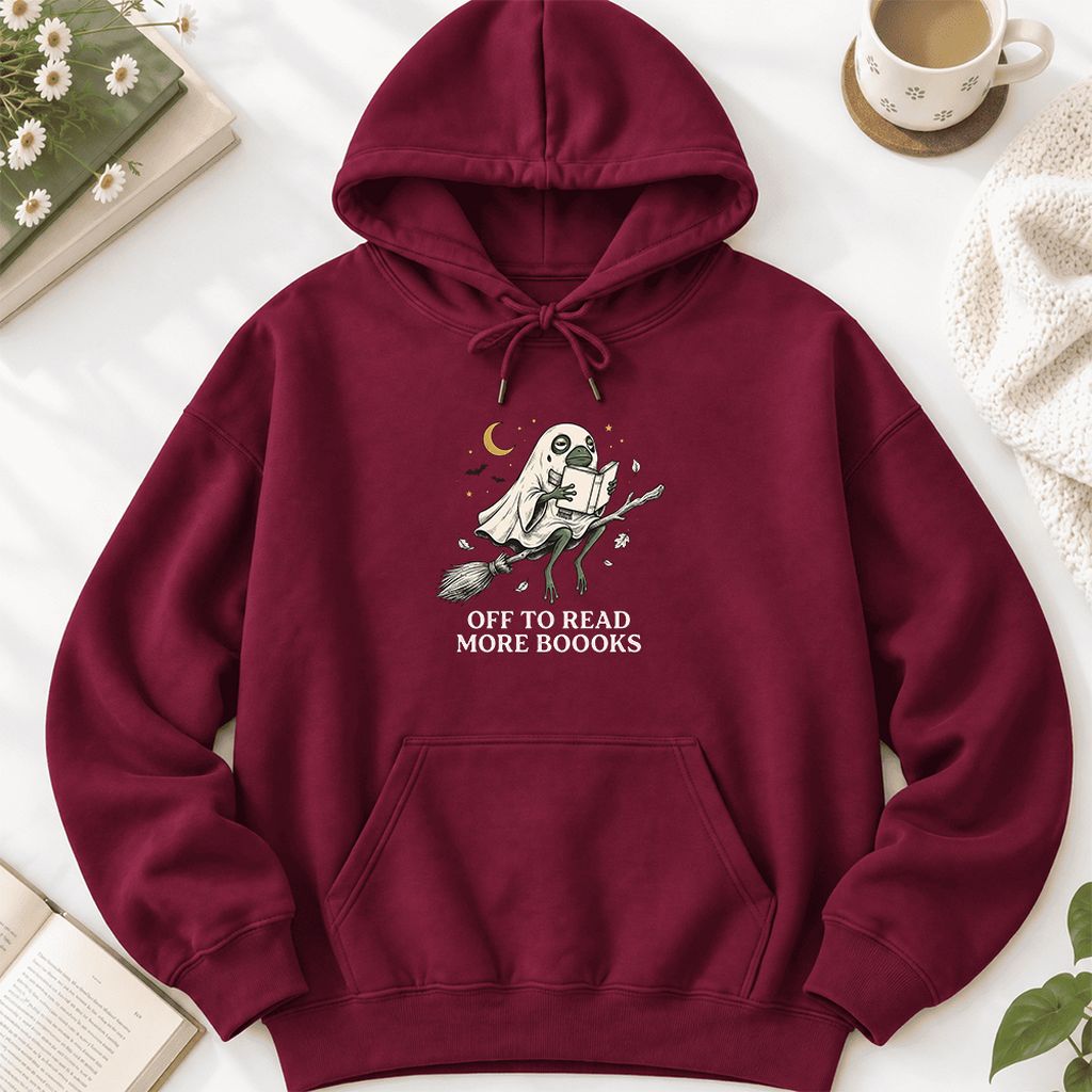 Off To Read More Booooks Softstyle Hoodie | Cozy Book Lover Gift Maroon