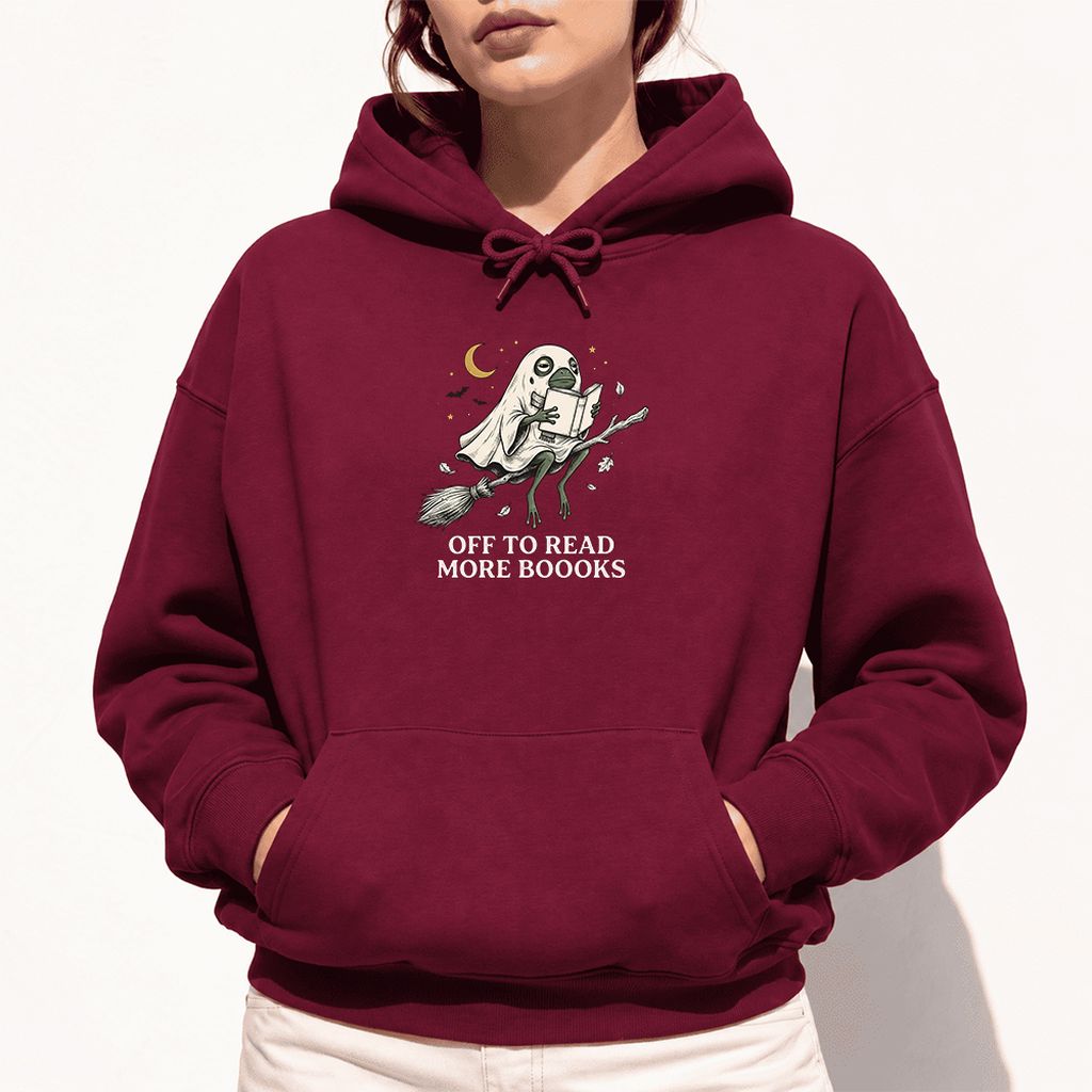 Off To Read More Booooks Softstyle Hoodie | Cozy Book Lover Gift Maroon