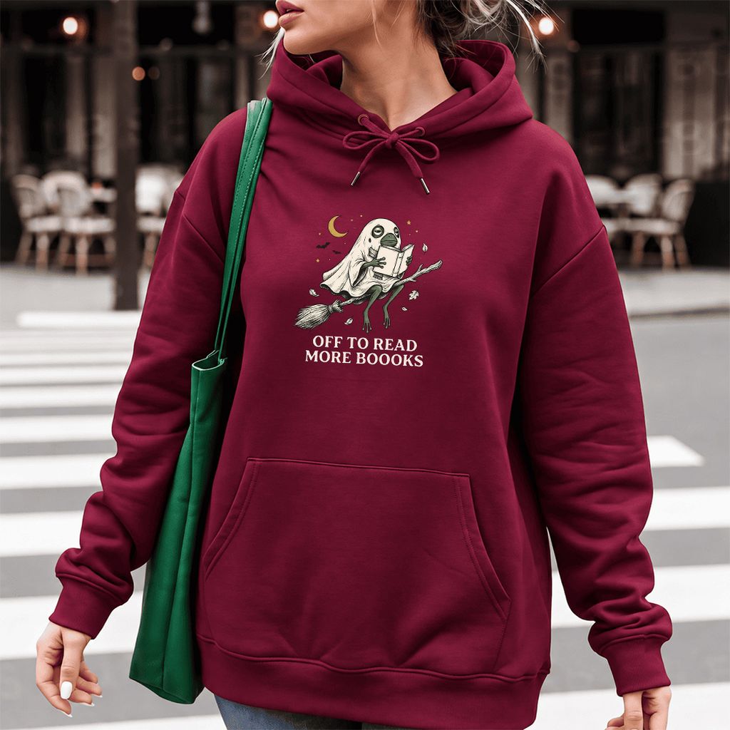 Off To Read More Booooks Softstyle Hoodie | Cozy Book Lover Gift Maroon