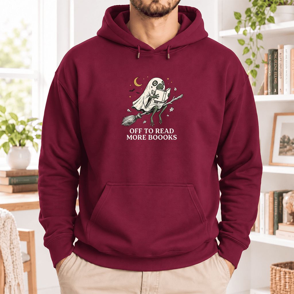 Off To Read More Booooks Softstyle Hoodie | Cozy Book Lover Gift Maroon