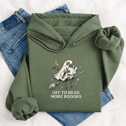 Off To Read More Booooks Softstyle Hoodie | Cozy Book Lover Gift Military Green