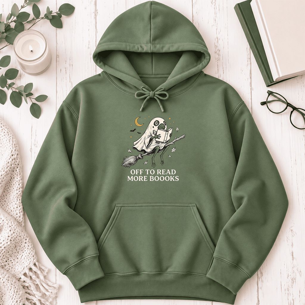 Off To Read More Booooks Softstyle Hoodie | Cozy Book Lover Gift Military Green