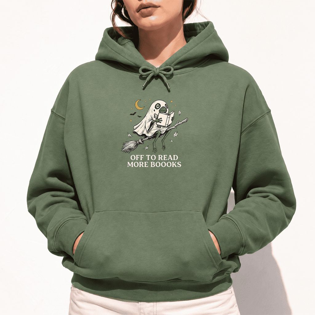 Off To Read More Booooks Softstyle Hoodie | Cozy Book Lover Gift Military Green