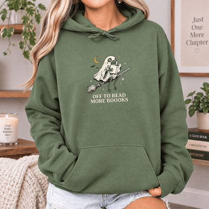 Off To Read More Booooks Softstyle Hoodie | Cozy Book Lover Gift Military Green
