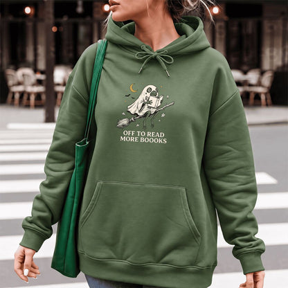Off To Read More Booooks Softstyle Hoodie | Cozy Book Lover Gift Military Green