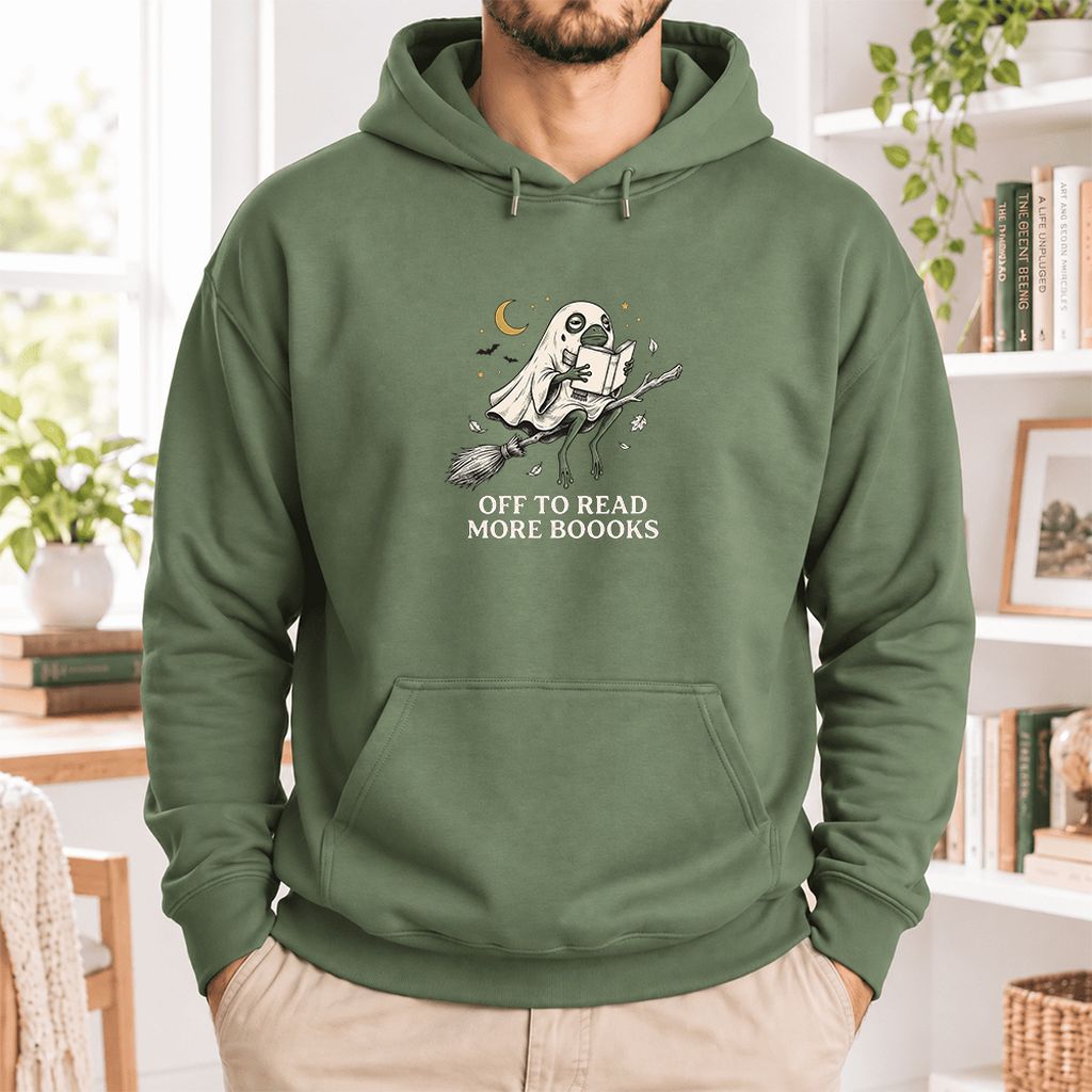Off To Read More Booooks Softstyle Hoodie | Cozy Book Lover Gift Military Green