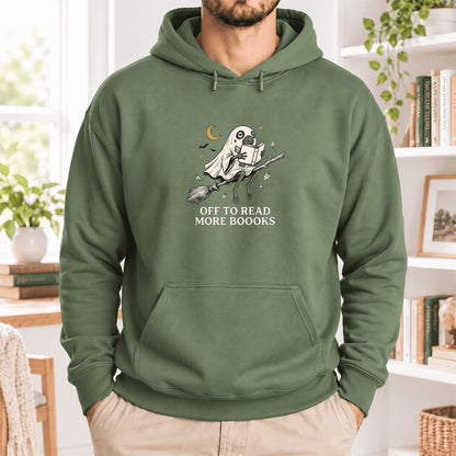 Off To Read More Booooks Softstyle Hoodie | Cozy Book Lover Gift Military Green