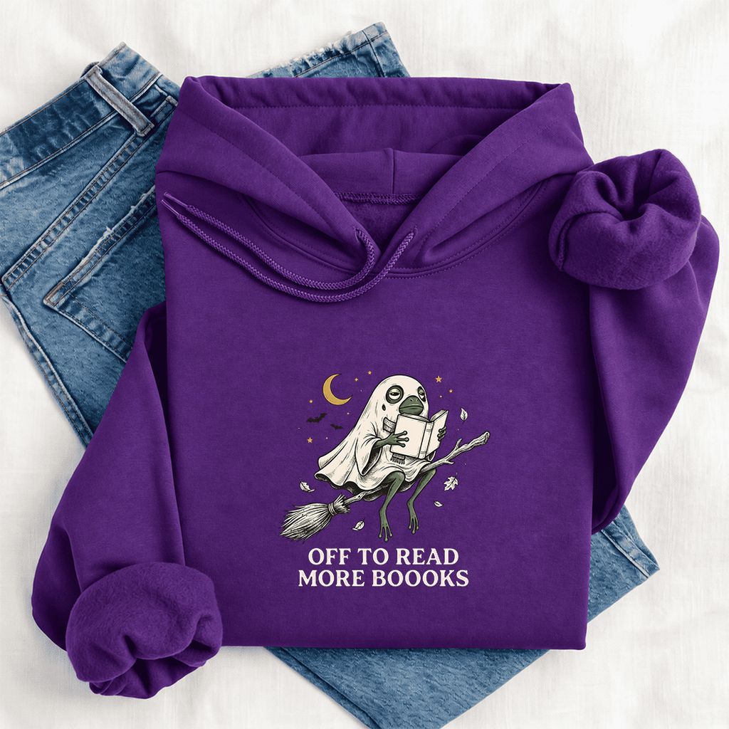 Off To Read More Booooks Softstyle Hoodie | Cozy Book Lover Gift Purple