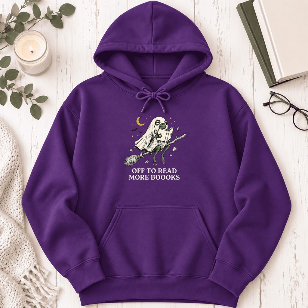 Off To Read More Booooks Softstyle Hoodie | Cozy Book Lover Gift Purple