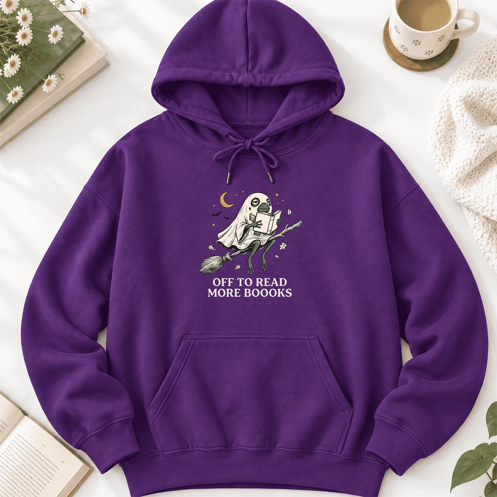 Off To Read More Booooks Softstyle Hoodie | Cozy Book Lover Gift Purple