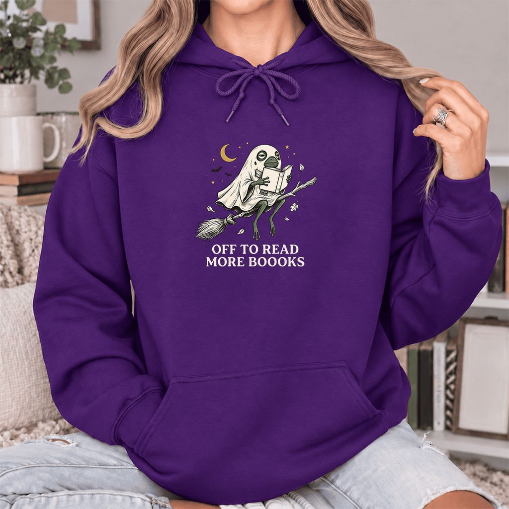 Off To Read More Booooks Softstyle Hoodie | Cozy Book Lover Gift Purple