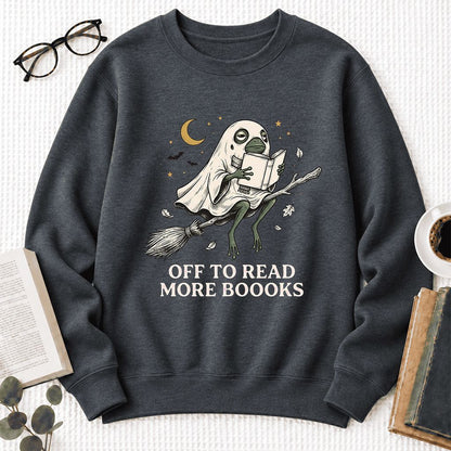 Off To Read More Booooks Softstyle Sweatshirt | Cozy Book Lover Gift Dark Heather
