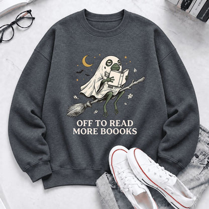 Off To Read More Booooks Softstyle Sweatshirt | Cozy Book Lover Gift Dark Heather