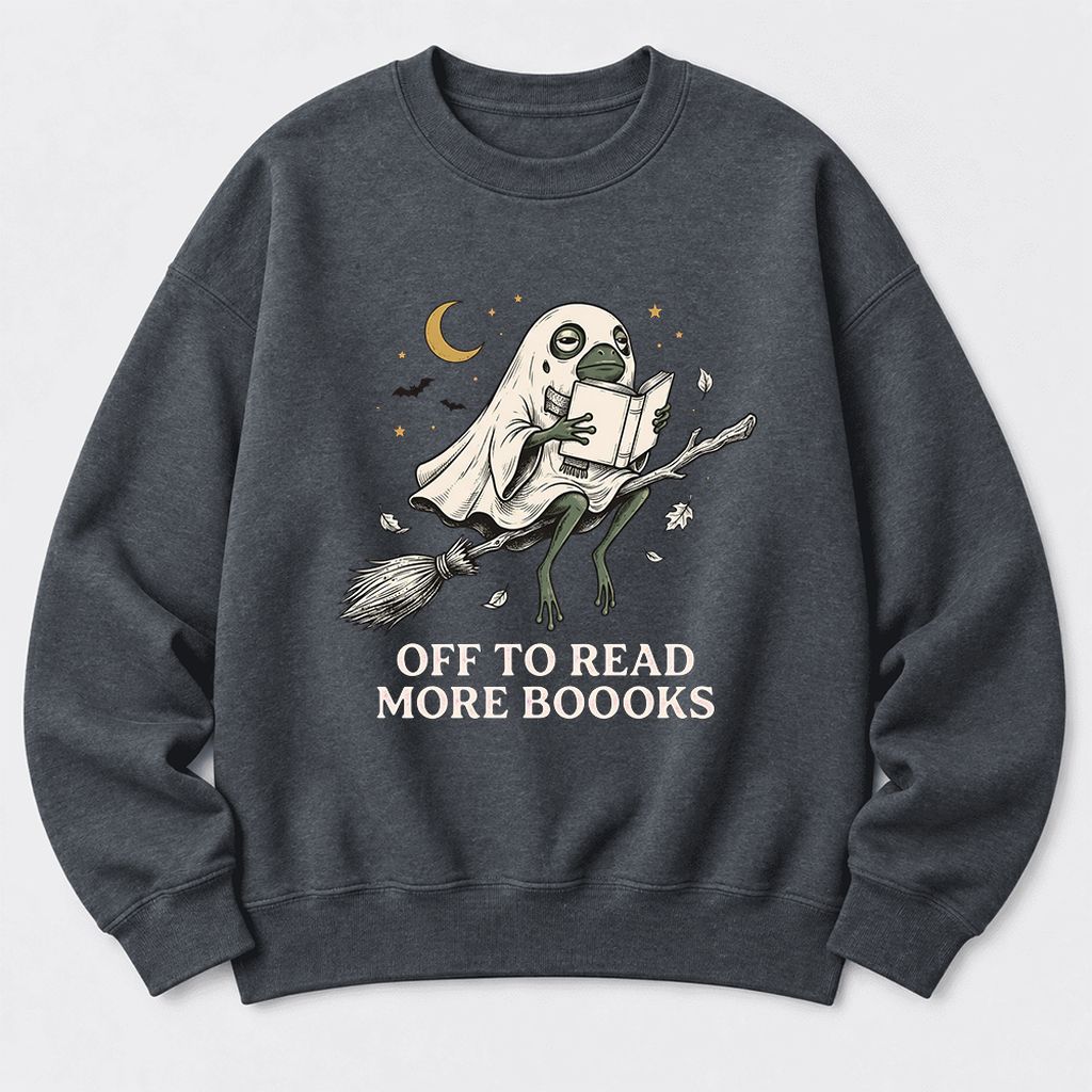 Off To Read More Booooks Softstyle Sweatshirt | Cozy Book Lover Gift Dark Heather