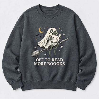 Off To Read More Booooks Softstyle Sweatshirt | Cozy Book Lover Gift Dark Heather