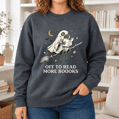 Off To Read More Booooks Softstyle Sweatshirt | Cozy Book Lover Gift Dark Heather