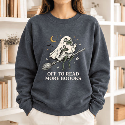 Off To Read More Booooks Softstyle Sweatshirt | Cozy Book Lover Gift Dark Heather