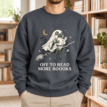 Off To Read More Booooks Softstyle Sweatshirt | Cozy Book Lover Gift Dark Heather