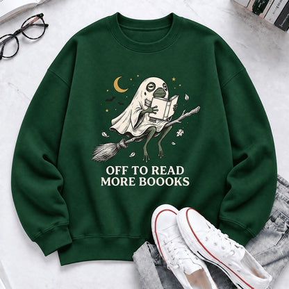 Off To Read More Booooks Softstyle Sweatshirt | Cozy Book Lover Gift Forest Green