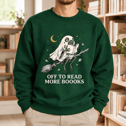 Off To Read More Booooks Softstyle Sweatshirt | Cozy Book Lover Gift Forest Green