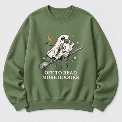 Off To Read More Booooks Softstyle Sweatshirt | Cozy Book Lover Gift Military Green