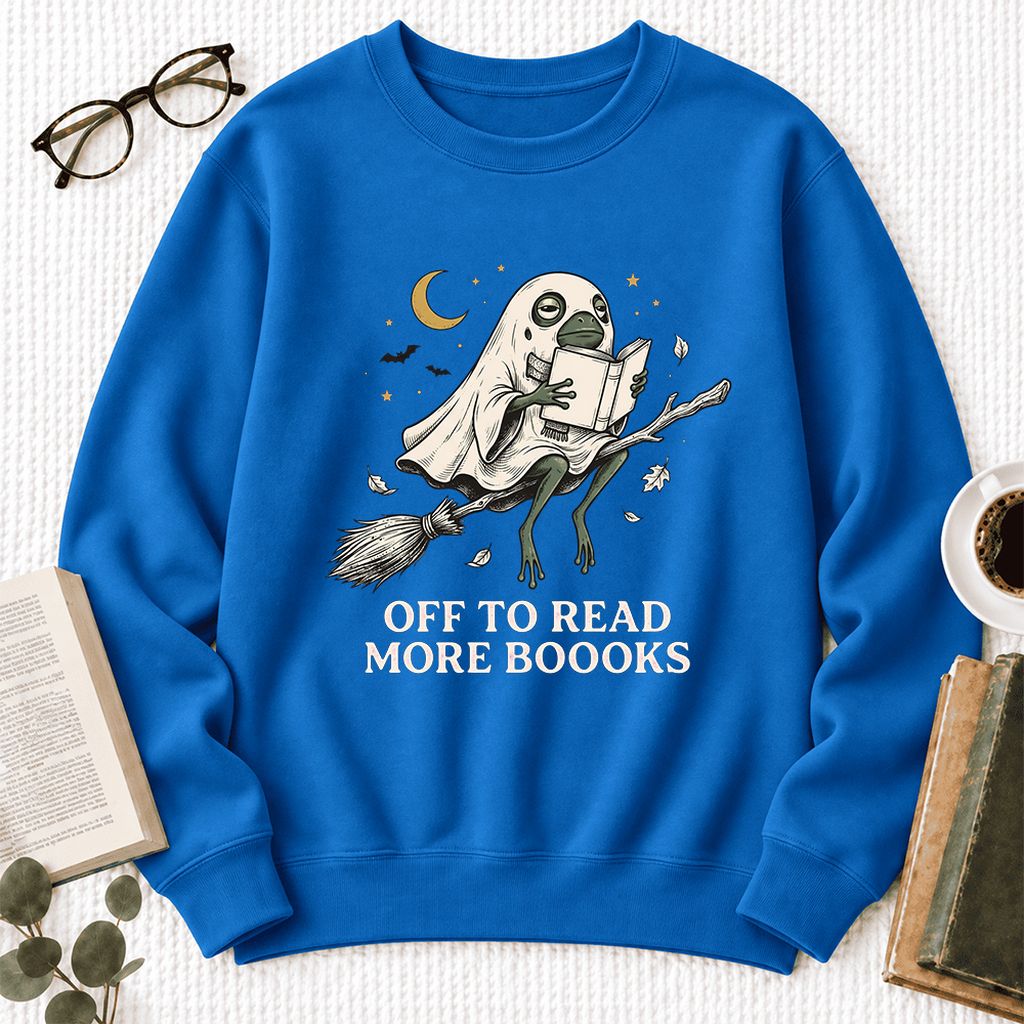 Off To Read More Booooks Softstyle Sweatshirt | Cozy Book Lover Gift Royal