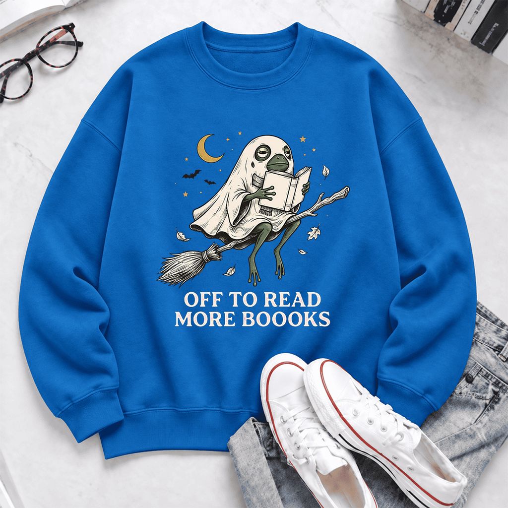 Off To Read More Booooks Softstyle Sweatshirt | Cozy Book Lover Gift Royal