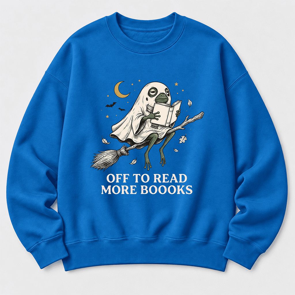Off To Read More Booooks Softstyle Sweatshirt | Cozy Book Lover Gift Royal