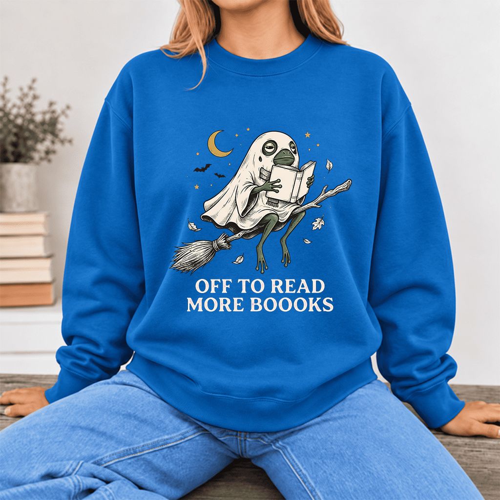 Off To Read More Booooks Softstyle Sweatshirt | Cozy Book Lover Gift Royal