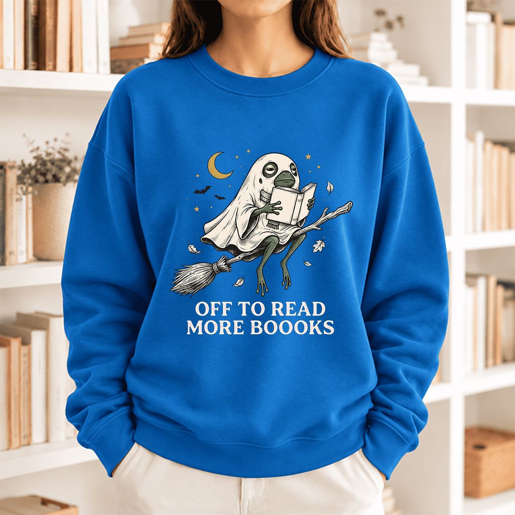 Off To Read More Booooks Softstyle Sweatshirt | Cozy Book Lover Gift Royal
